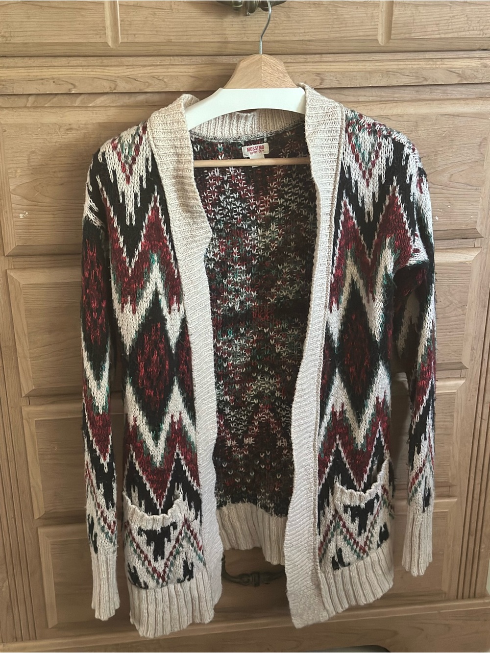 Mossimo Supply Co. Open-Front Cardigan in Cream, Black, Burgundy & Green